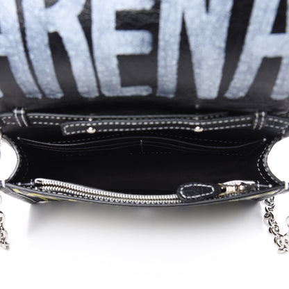 Balenciaga Agneau Arena Graffiti All Over Bazar Chain Shoulder Bag Black Multicolor 5 of 9