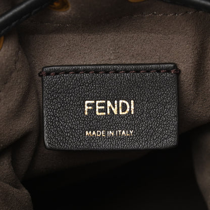 Fendi Shearling Vitello Dolce F is Fendi Macro FF 1974 Mini Mon Tresor Bucket Bag Tobacco Black 6 of 11