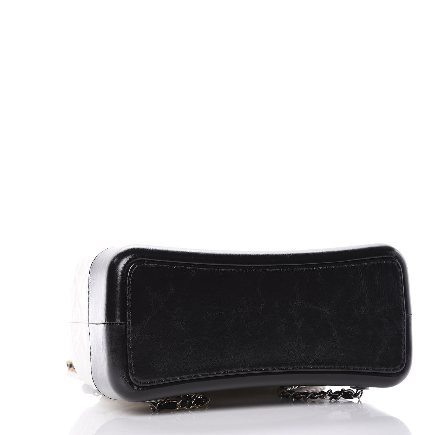 Aged Calfskin Quilted Gabrielle Backpack Black White