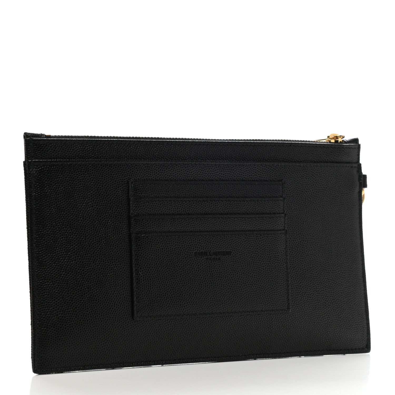 Saint Laurent Grain De Poudre Chevron Monogram Large Bill Pouch Black 3 of 7