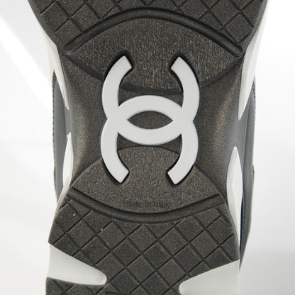 Chanel Suede Calfskin CC Sneakers 37 White Grey 7 of 9