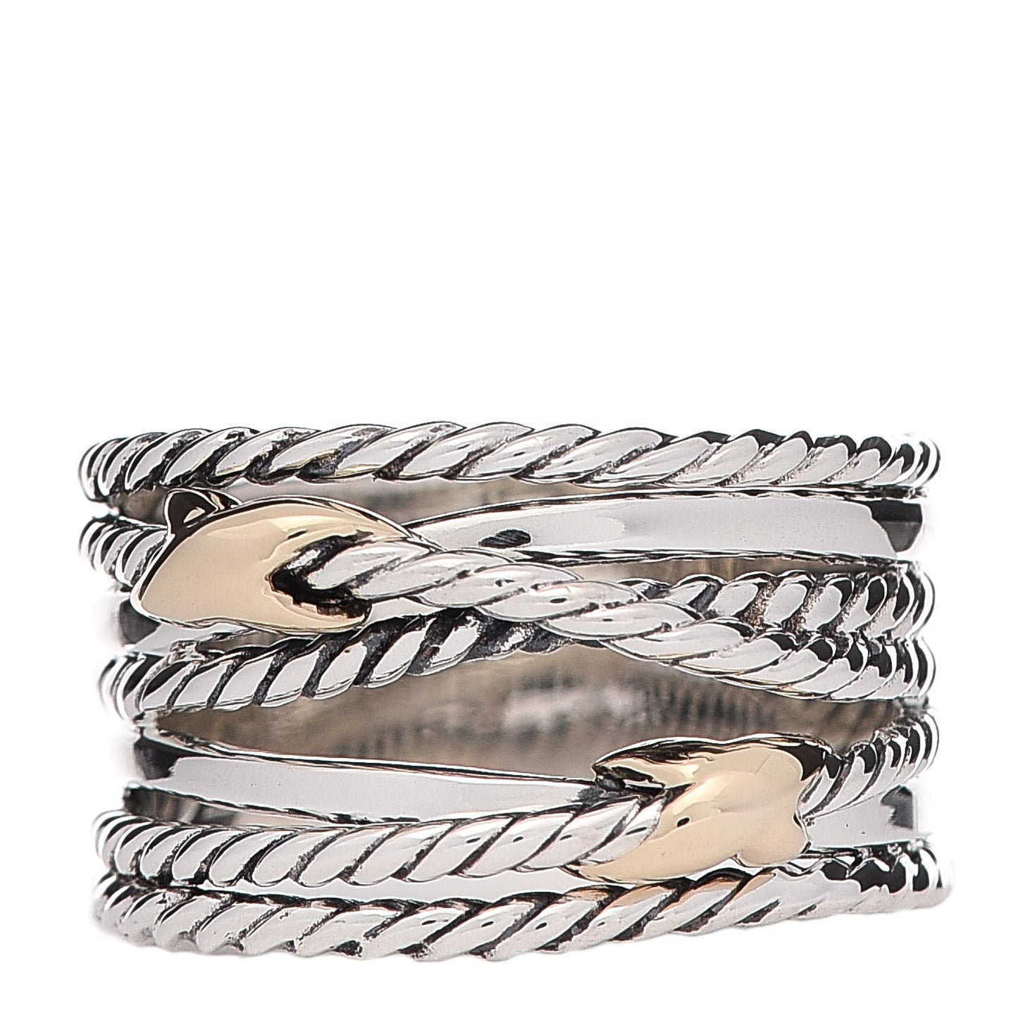 Sterling Silver 18K Yellow Gold Double X Crossover Ring 57 8