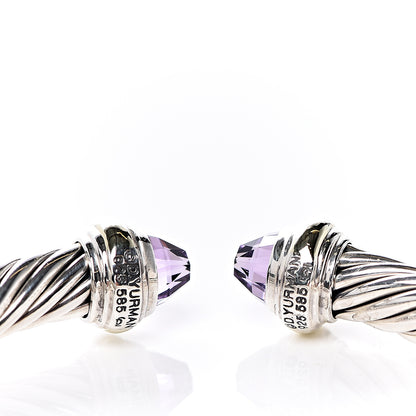 David Yurman Sterling Silver 14K Yellow Gold Amethyst 7mm Cable Classics Bracelet 4 of 4