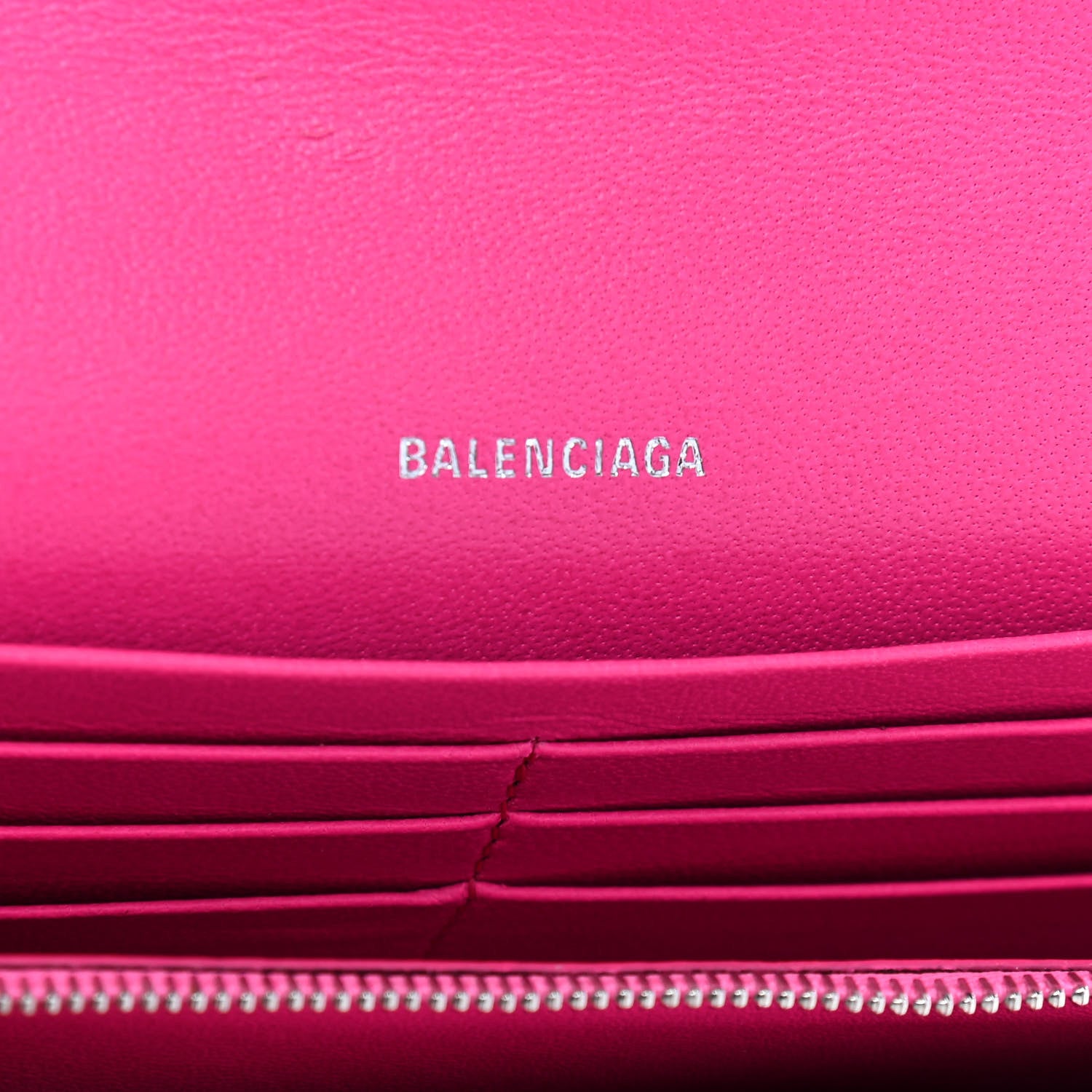 Balenciaga Pebbled Calfskin Everyday Continental Wallet on Chain Acid Pink 5 of 8