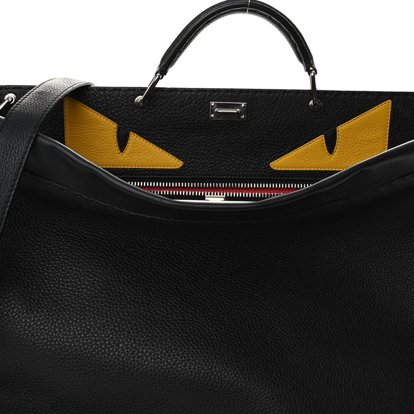 Cuoio Romano Selleria Monster Eyes Inlay Mens Large Peekaboo Iconic Essential Satchel Black Sunflower