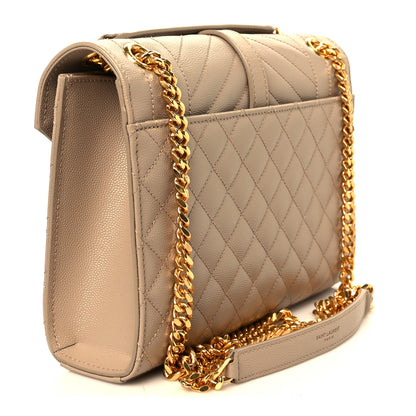 Saint Laurent Grain De Poudre Textured Mixed Matelasse Medium Triquilt Monogram Satchel Dark Latte 3 of 12