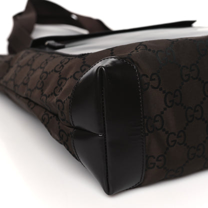 Gucci Nylon Calfskin Monogram Tall Tote Brown 9 of 11