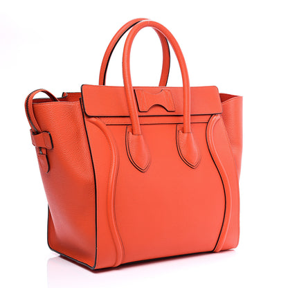Celine Drummed Calfskin Mini Luggage Vermillion 2 of 10