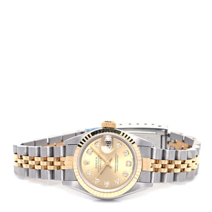 Rolex Stainless Steel 18K Yellow Gold Diamond 26mm Oyster Perpetual Datejust Watch Champagne 69173 4 of 8