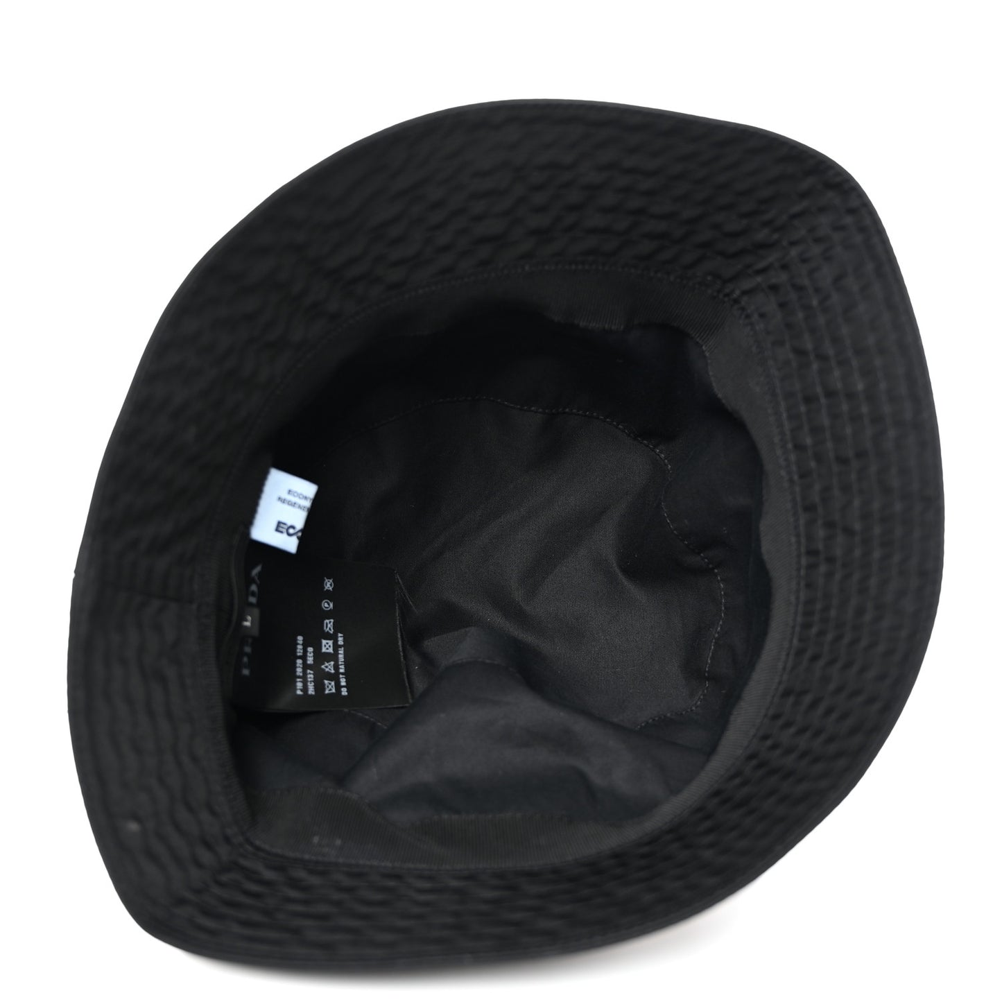 Re-Nylon Saffiano Metal Triangle Logo Mens Bucket Hat L Black