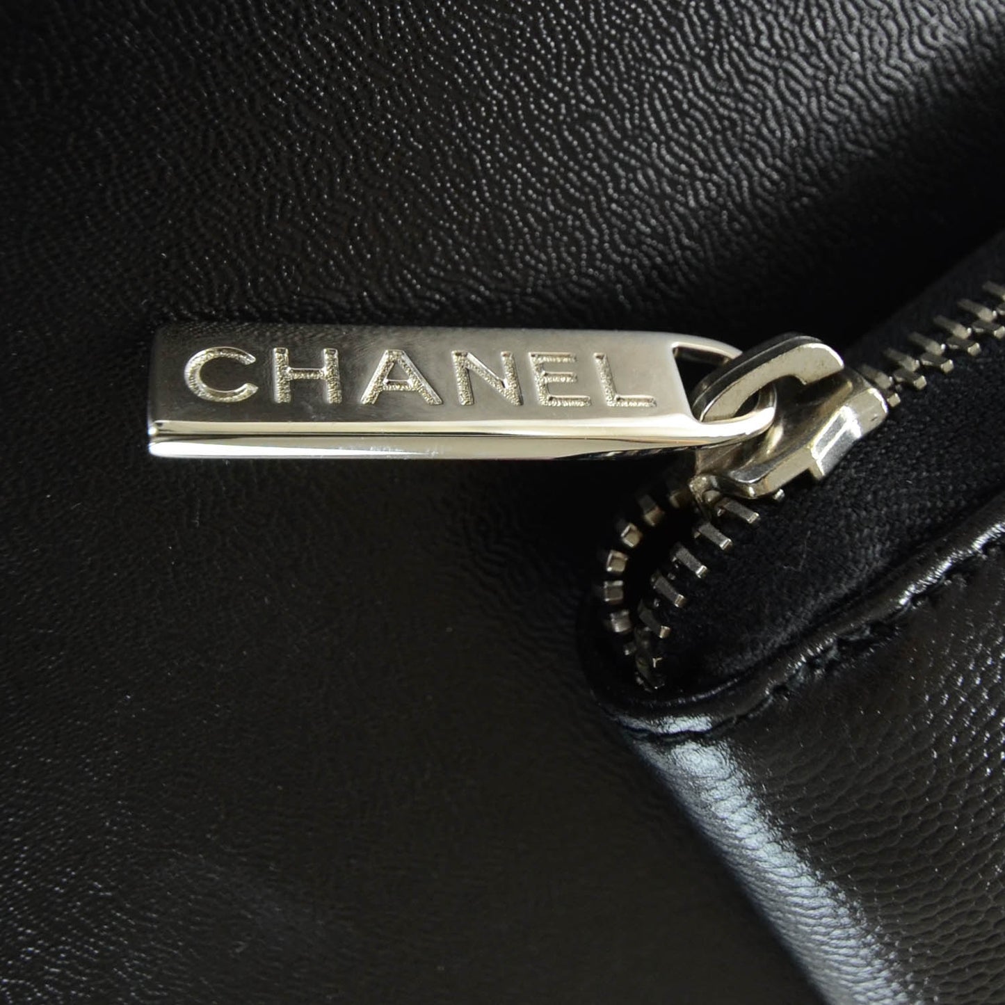 Caviar Zip Around Wallet Black