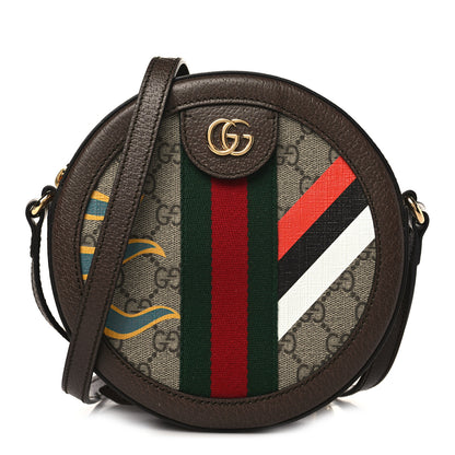 Gucci GG Supreme Monogram Equestrian Web Mini Ophidia Round Shoulder Bag Brown 1 of 10