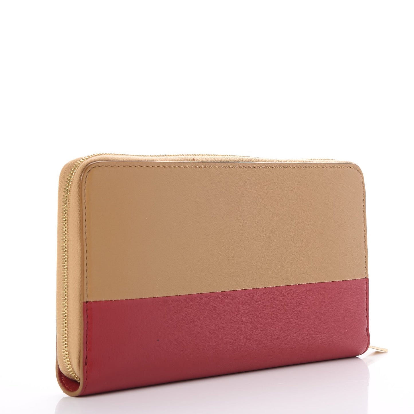 Lambskin Large Zip Around Multifunction Wallet Camel Red
