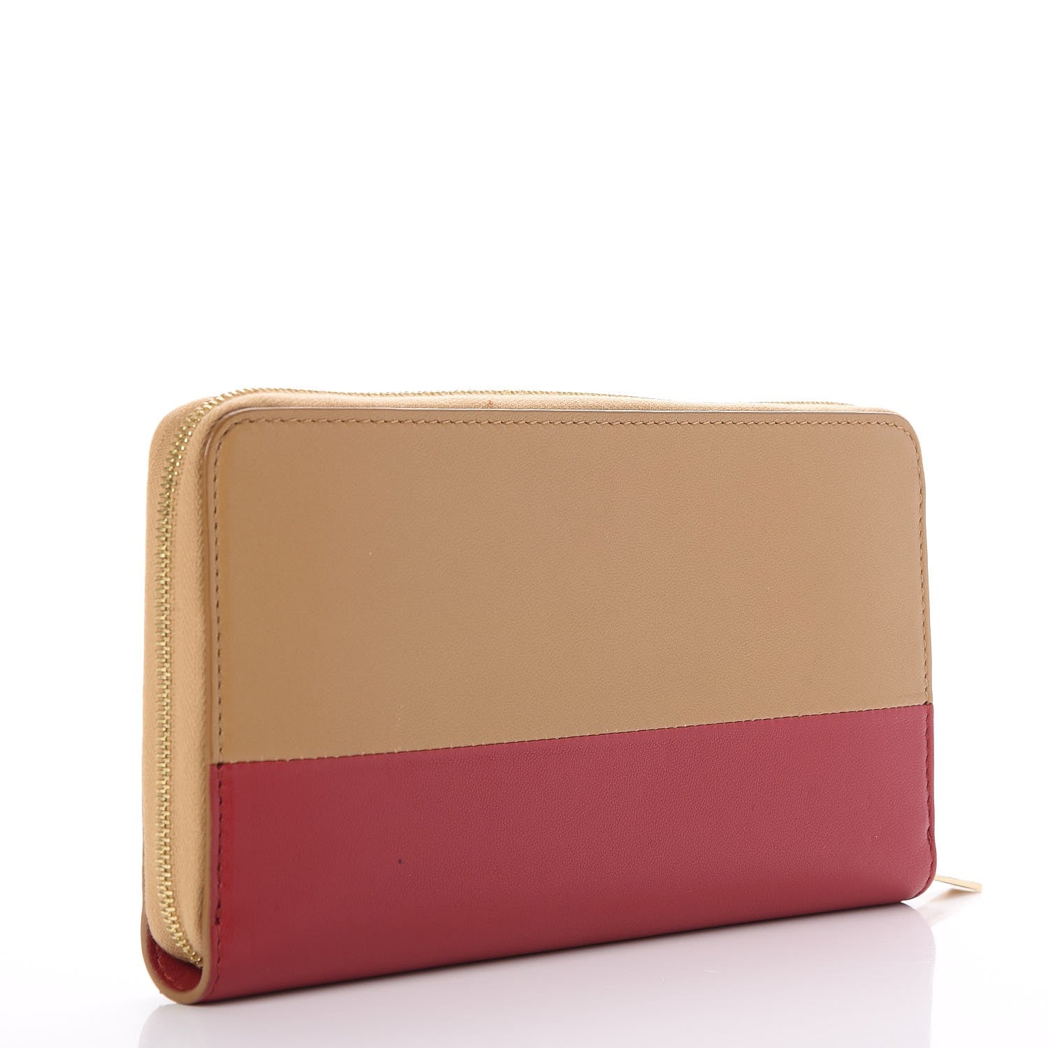 Celine Lambskin Large Zip Around Multifunction Wallet Camel Red 2 of 7