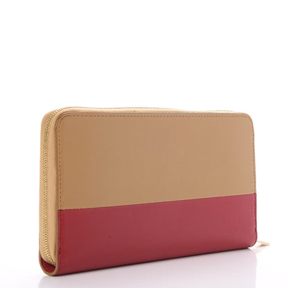 Celine Lambskin Large Zip Around Multifunction Wallet Camel Red 2 of 7