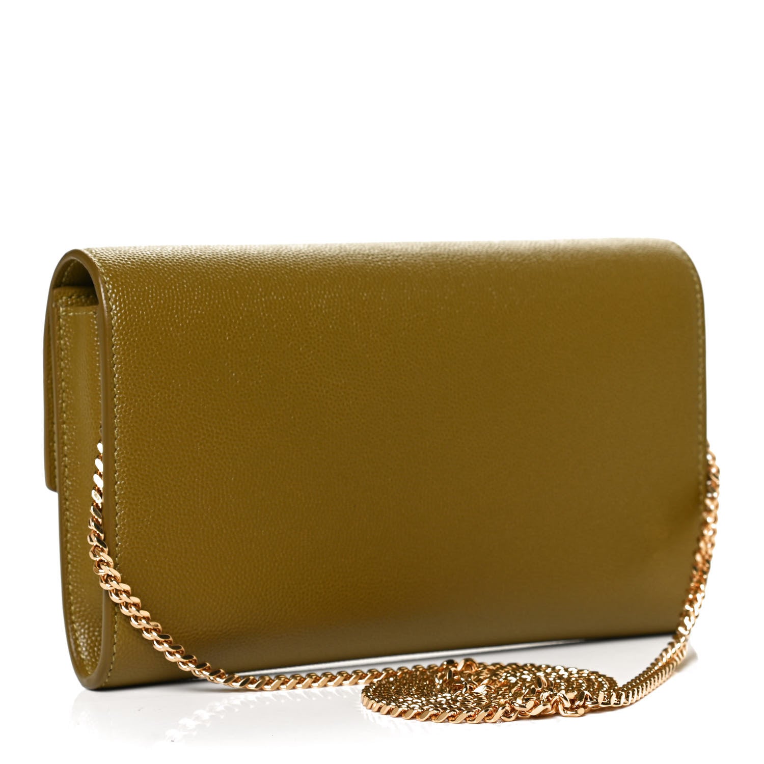 Saint Laurent Grain De Poudre Monogram Uptown Chain Wallet Olive 3 of 11