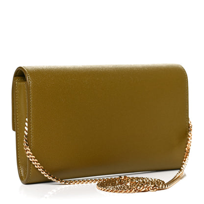 Saint Laurent Grain De Poudre Monogram Uptown Chain Wallet Olive 3 of 11