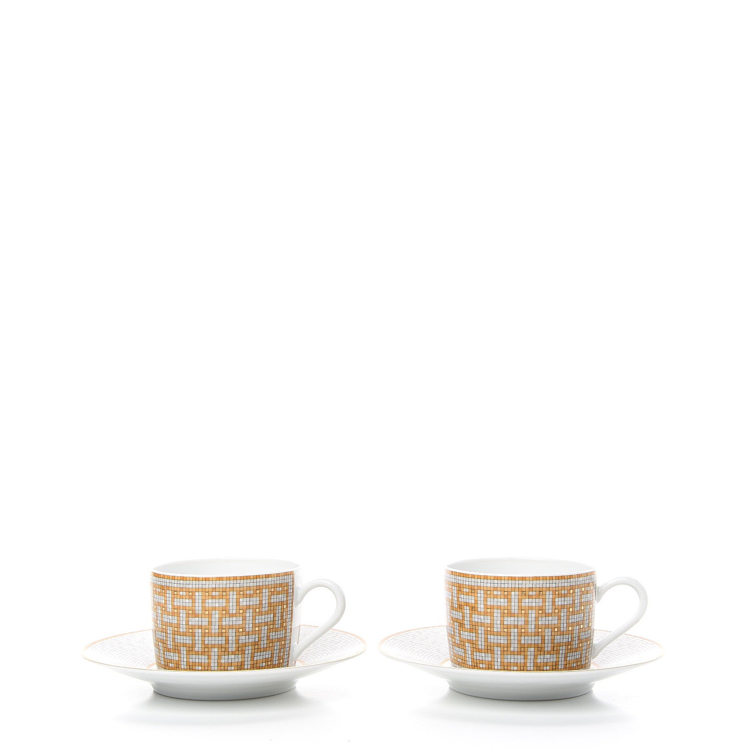 Hermes Porcelain 24 Gold Mosaique Teapot Cup Set Gold 6 of 12