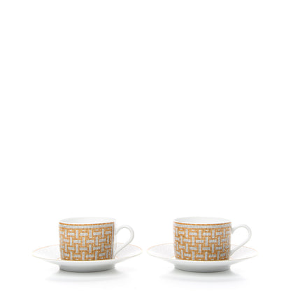 Hermes Porcelain 24 Gold Mosaique Teapot Cup Set Gold 6 of 12