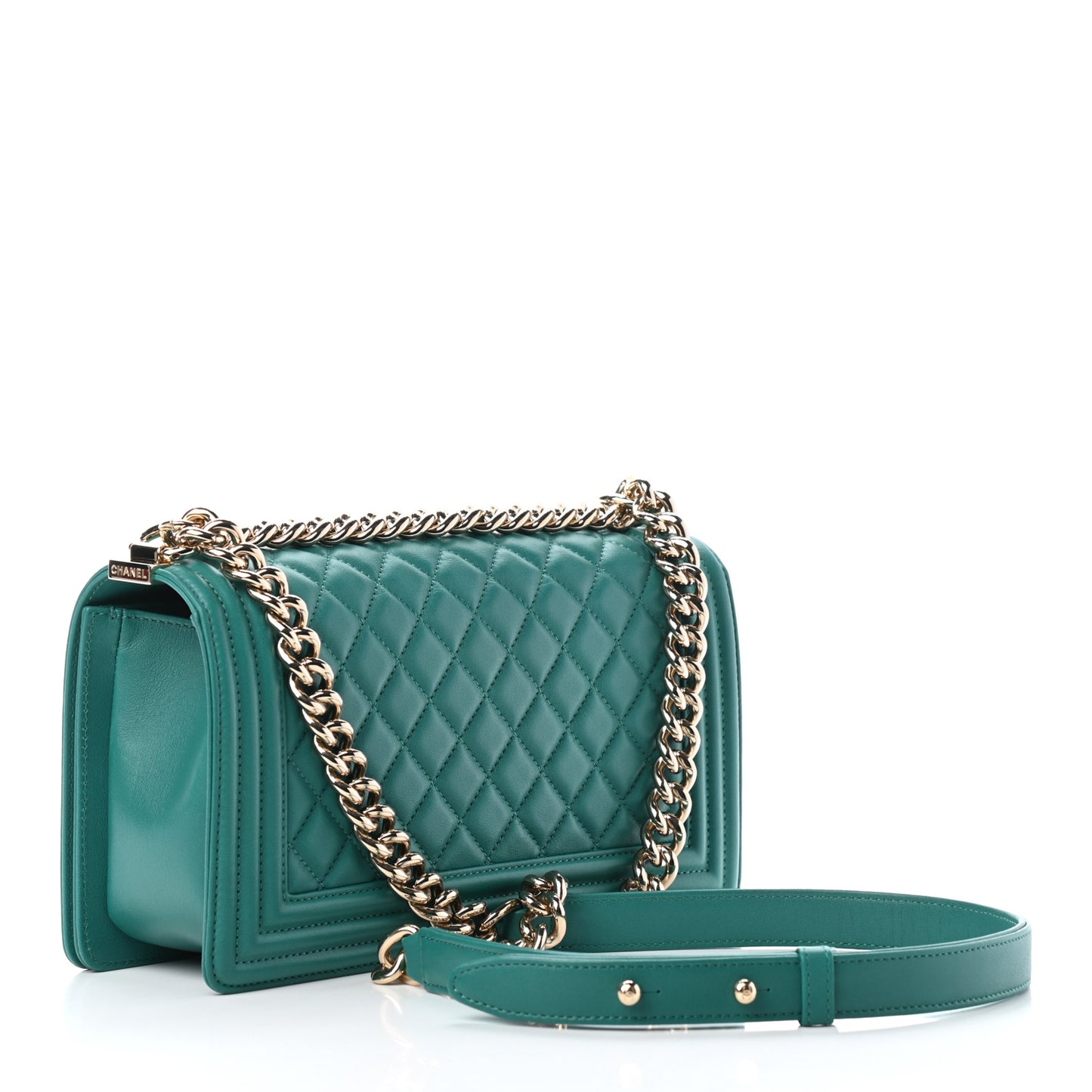 Calfskin Quilted Medium Boy Flap Green