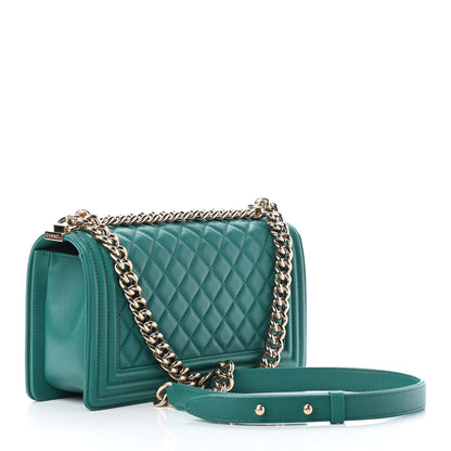 Chanel Calfskin Quilted Medium Boy Flap Green 2 of 8