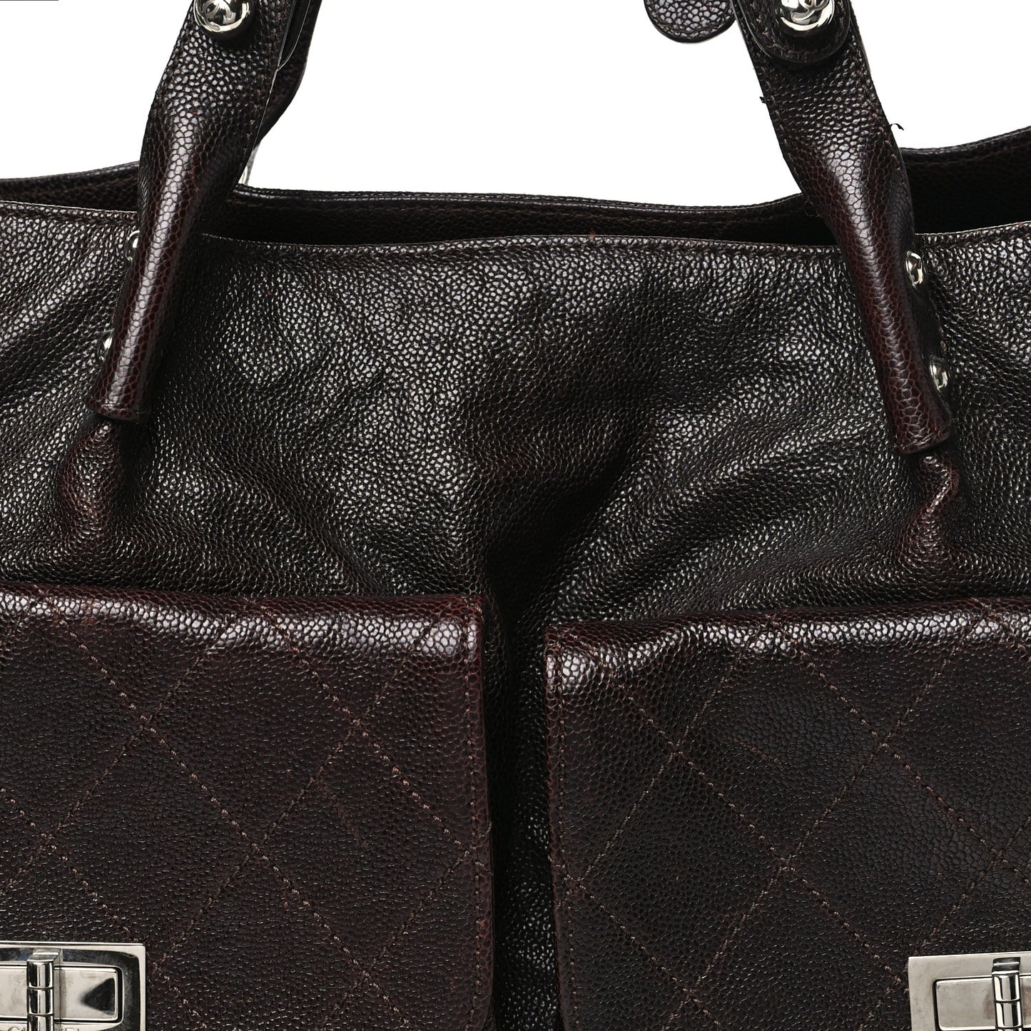 Glazed Caviar Reissue Double Pocket In The City Tote Brown