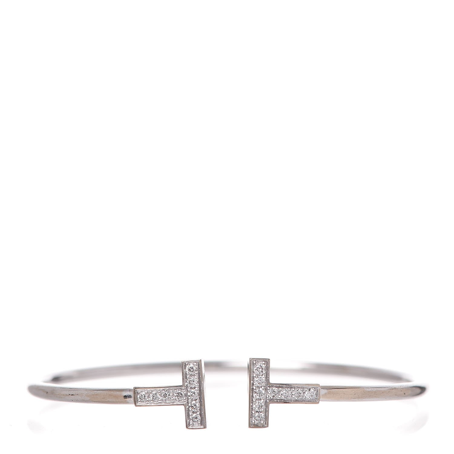 Tiffany 18K White Gold Diamond T Wire Bracelet 1 of 6