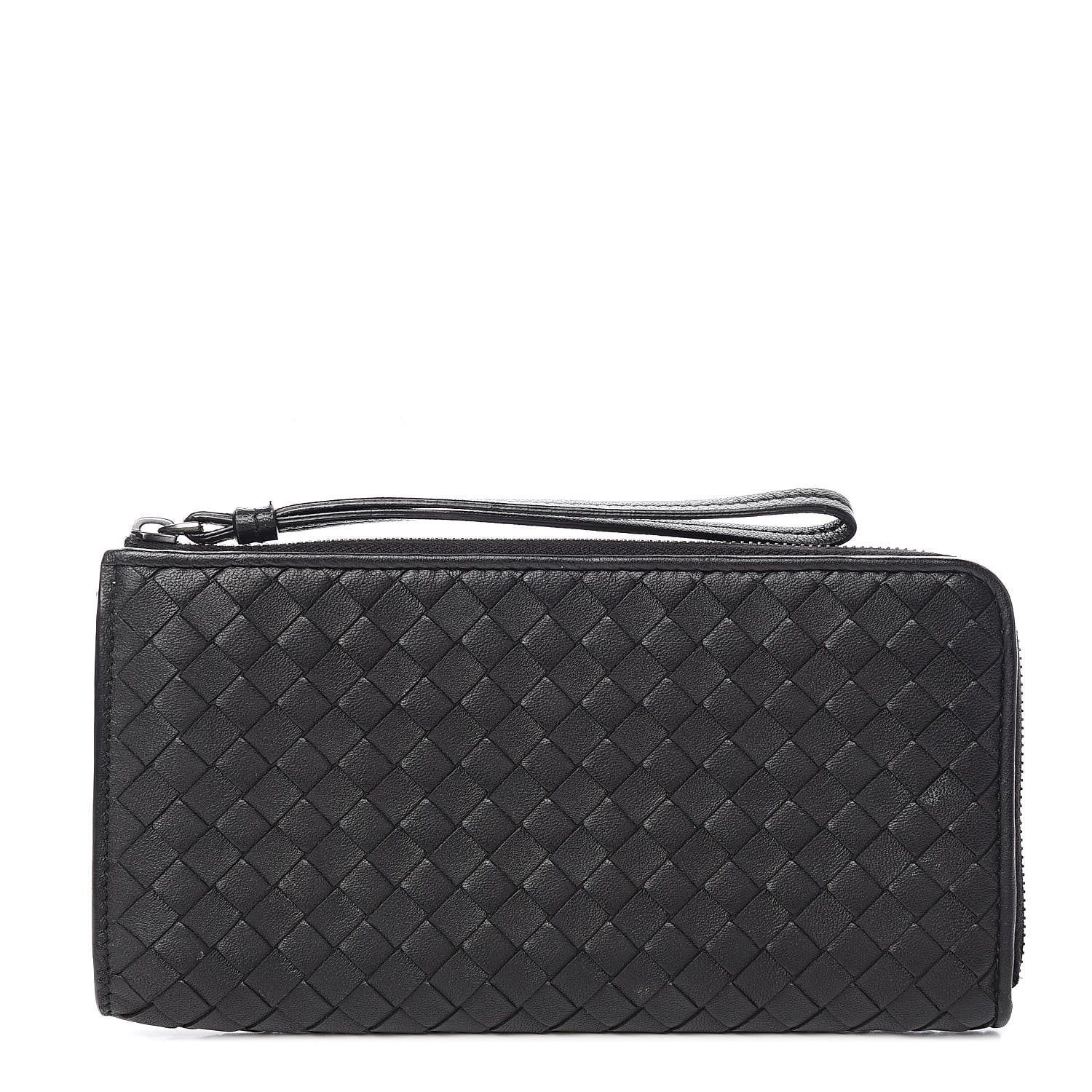 Bottega Veneta Nappa Intrecciato Half Zip Around Wallet Black 1 of 7