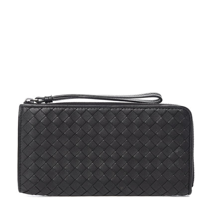 Bottega Veneta Nappa Intrecciato Half Zip Around Wallet Black 1 of 7