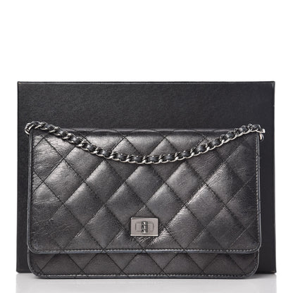 Chanel Glazed Aged Calfskin Reissue Wallet On Chain WOC Grey 13 of 13