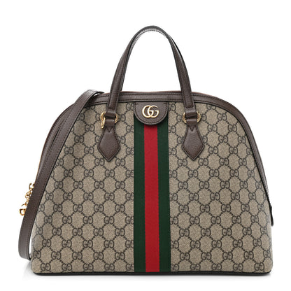 Gucci GG Supreme Monogram Web Medium Ophidia Top Handle Dome Bag Brown 1 of 10