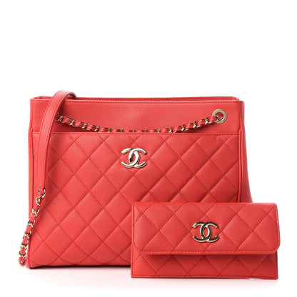 Chanel Caviar Quilted In Out Flap Shopping Tote Red 11 of 12