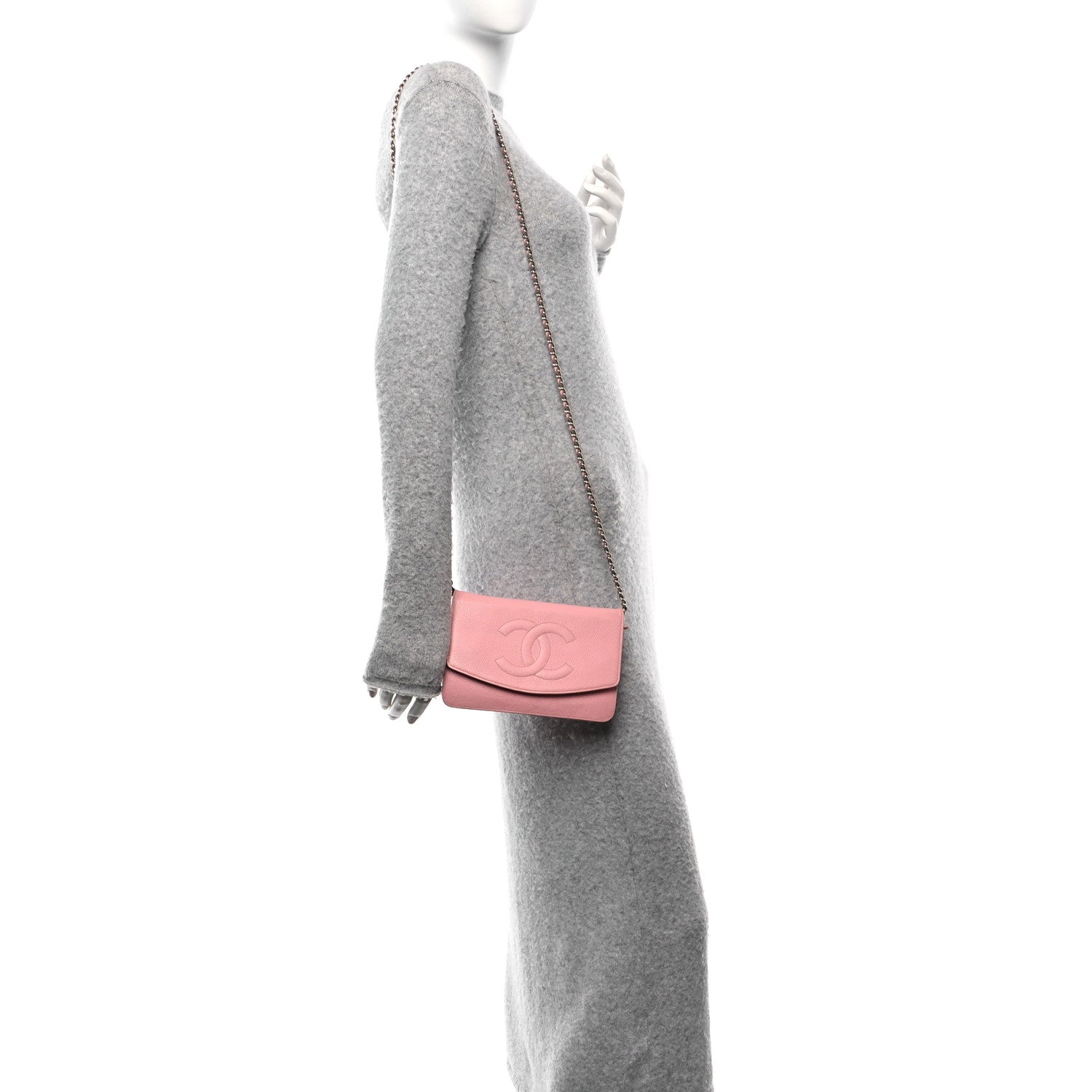 Chanel Caviar Timeless CC Wallet on Chain WOC Pink 3 of 12