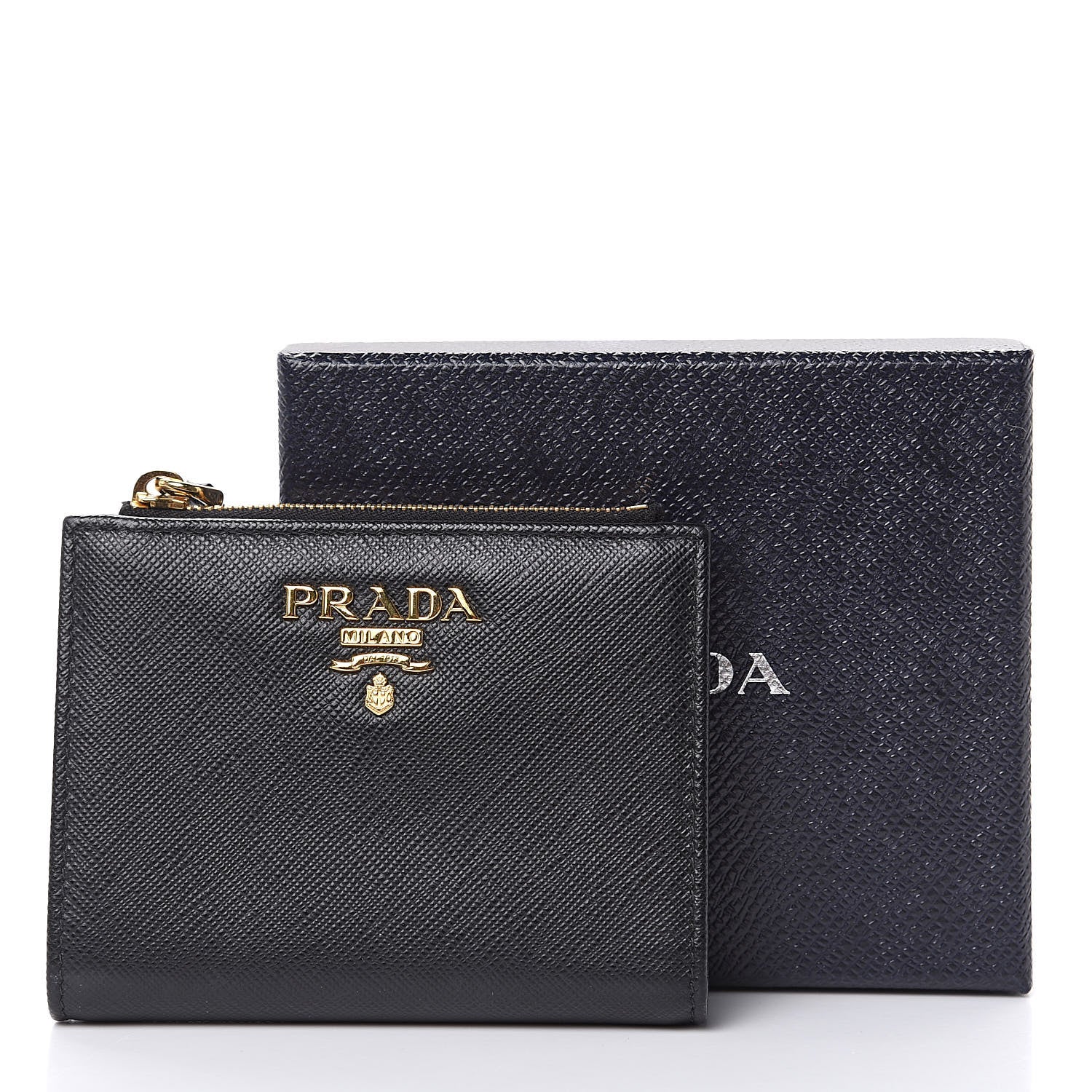 Prada Saffiano Metal Compact Wallet Black 8 of 8
