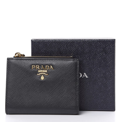 Prada Saffiano Metal Compact Wallet Black 8 of 8