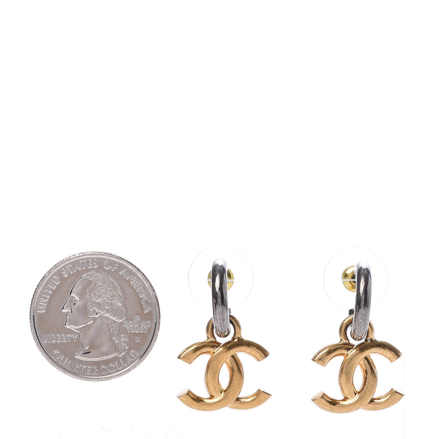 Metal Drop CC Earrings Ruthenium Gold