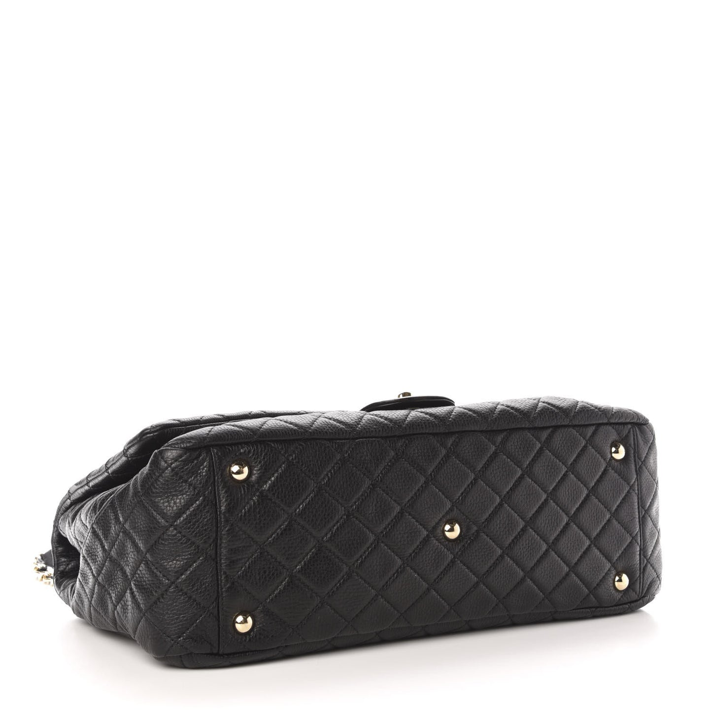 Calfskin Quilted XXL Travel Flap Bag Black
