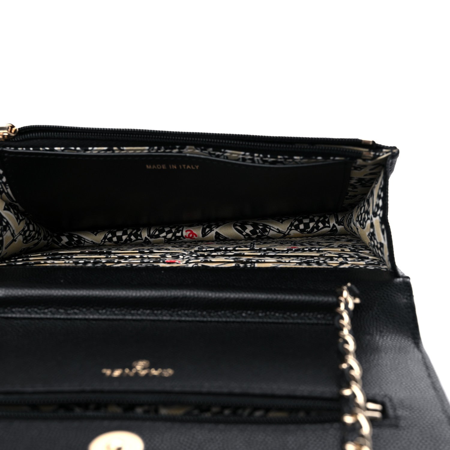 Chanel Caviar Quilted Striated CC Wallet On Chain WOC Black 4 of 10