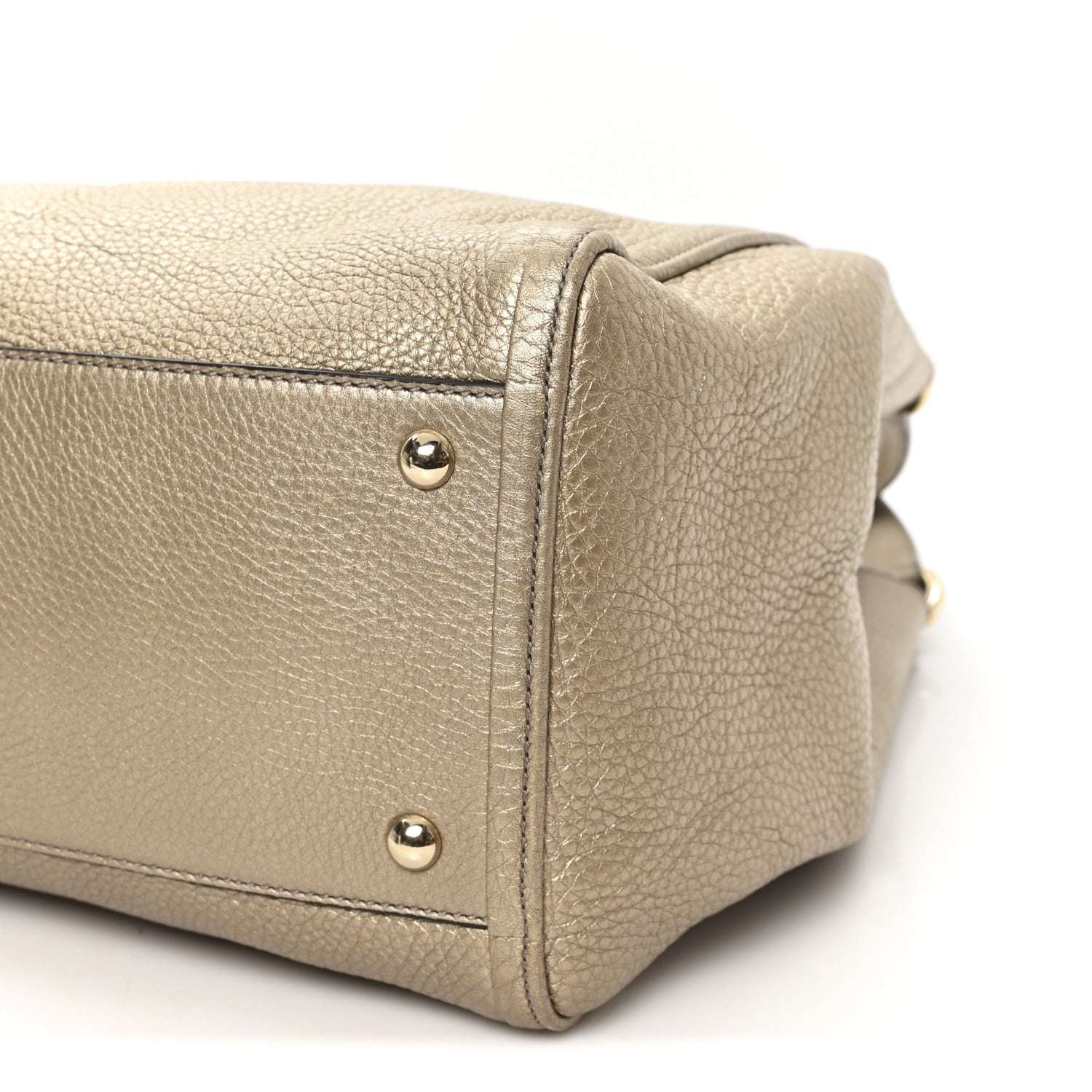 Gucci Metallic Pebbled Calfskin Medium Soho Shoulder Bag Golden Beige 10 of 10