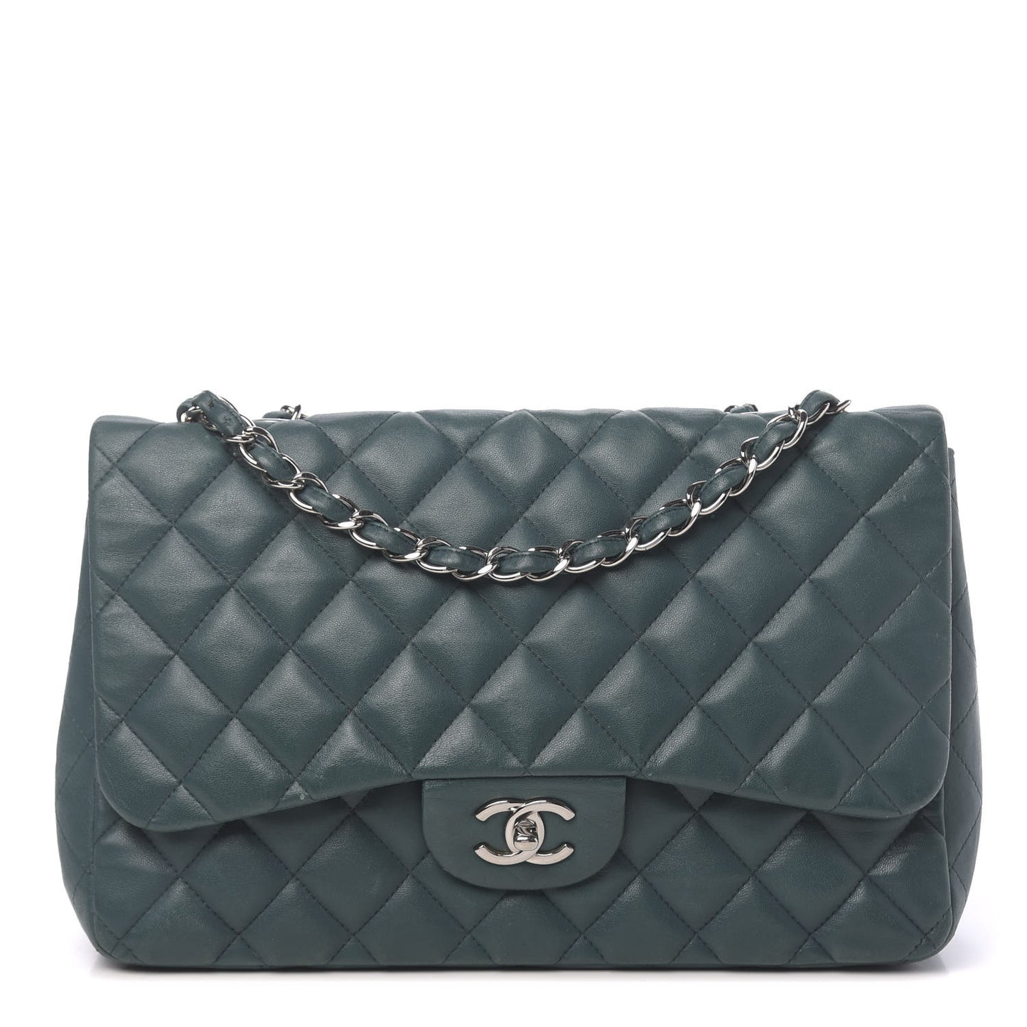 Lambskin Quilted Jumbo Single Flap Turquoise