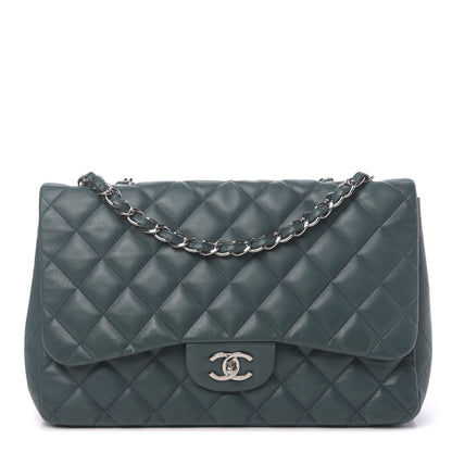 Chanel Lambskin Quilted Jumbo Single Flap Turquoise 1 of 14