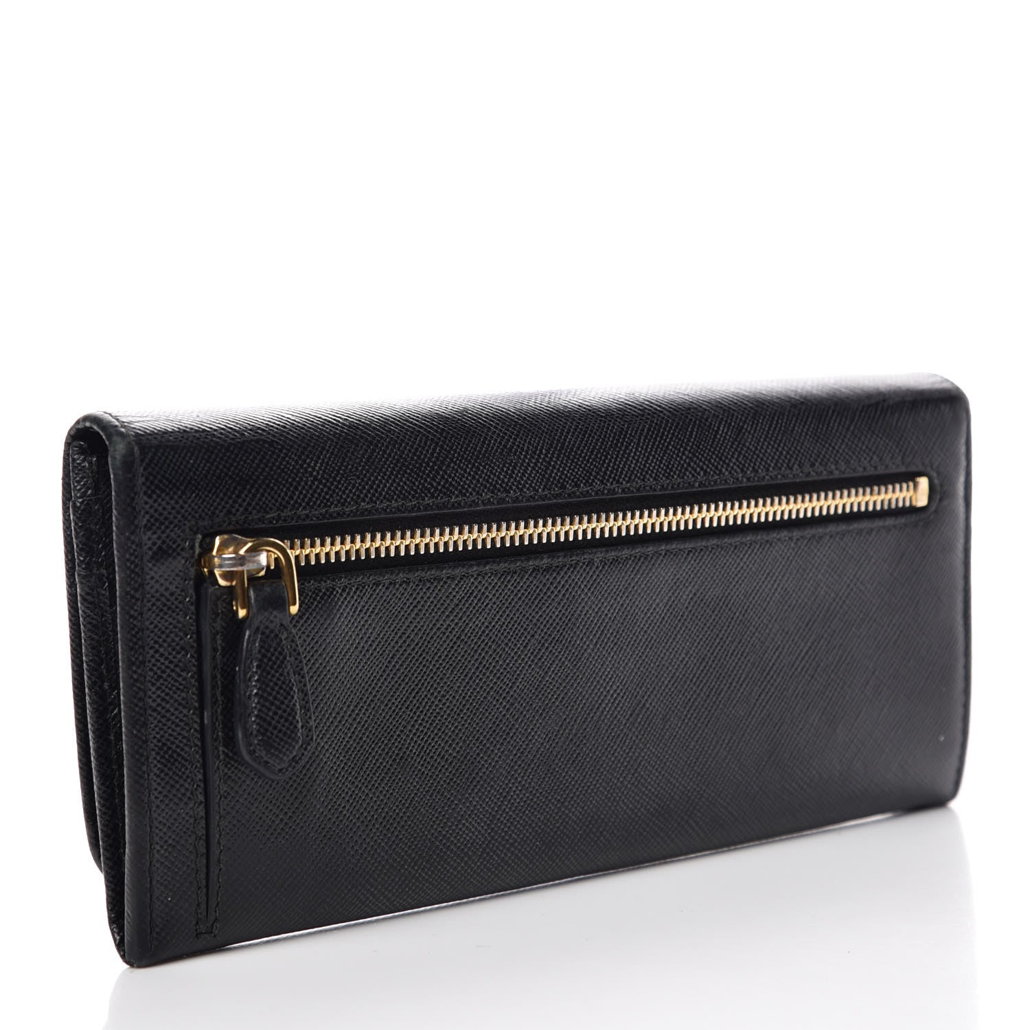 Prada Saffiano Continental Flap Wallet Black 3 of 12