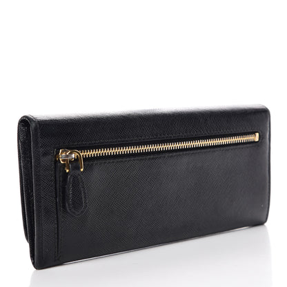 Prada Saffiano Continental Flap Wallet Black 3 of 12