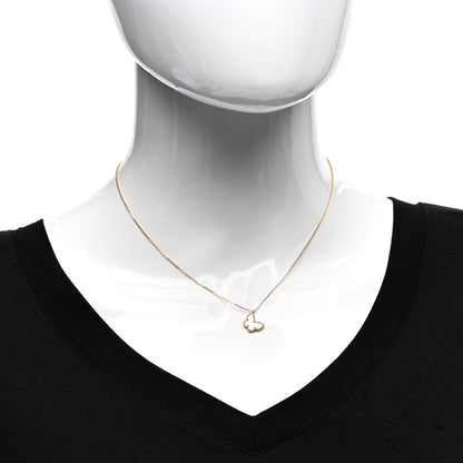 Van Cleef & Arpels 18K Yellow Gold Mother of Pearl Sweet Alhambra Butterfly Pendant Necklace 2 of 6
