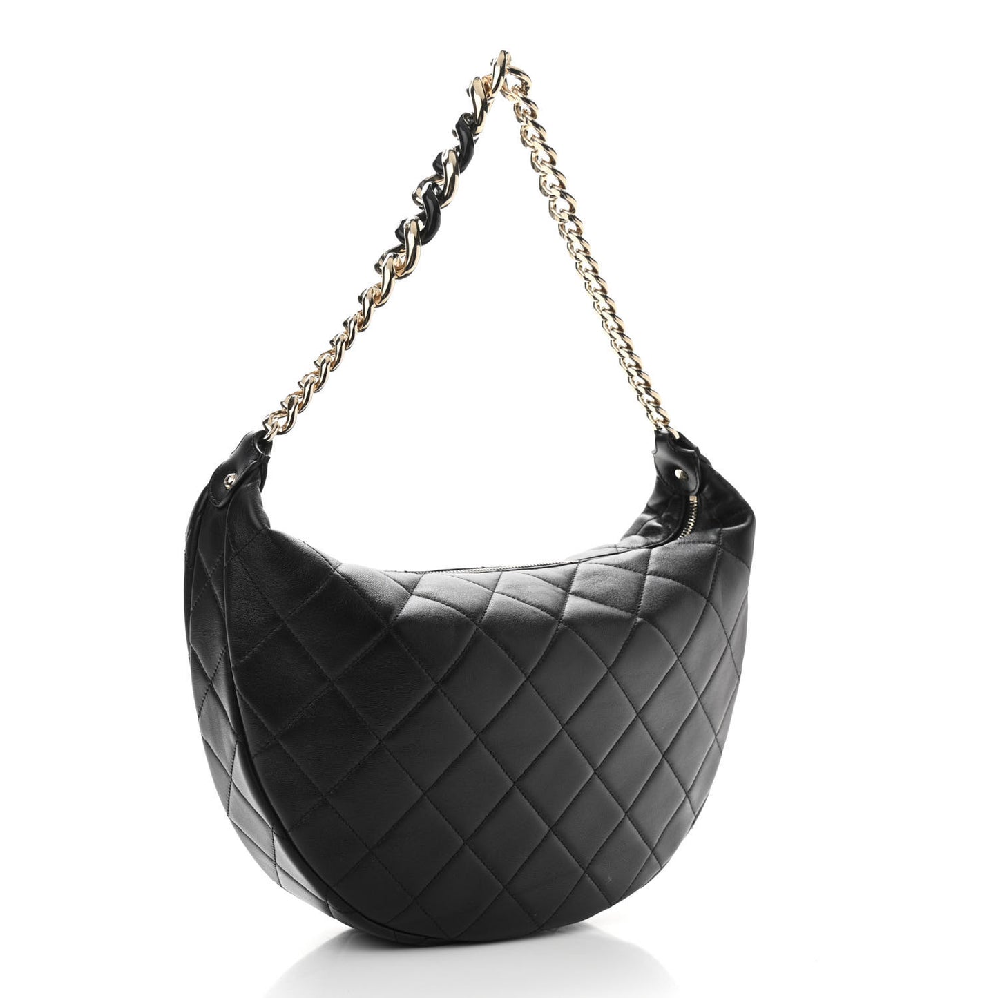 Lambskin Resin Elegant Maxi Hobo Black