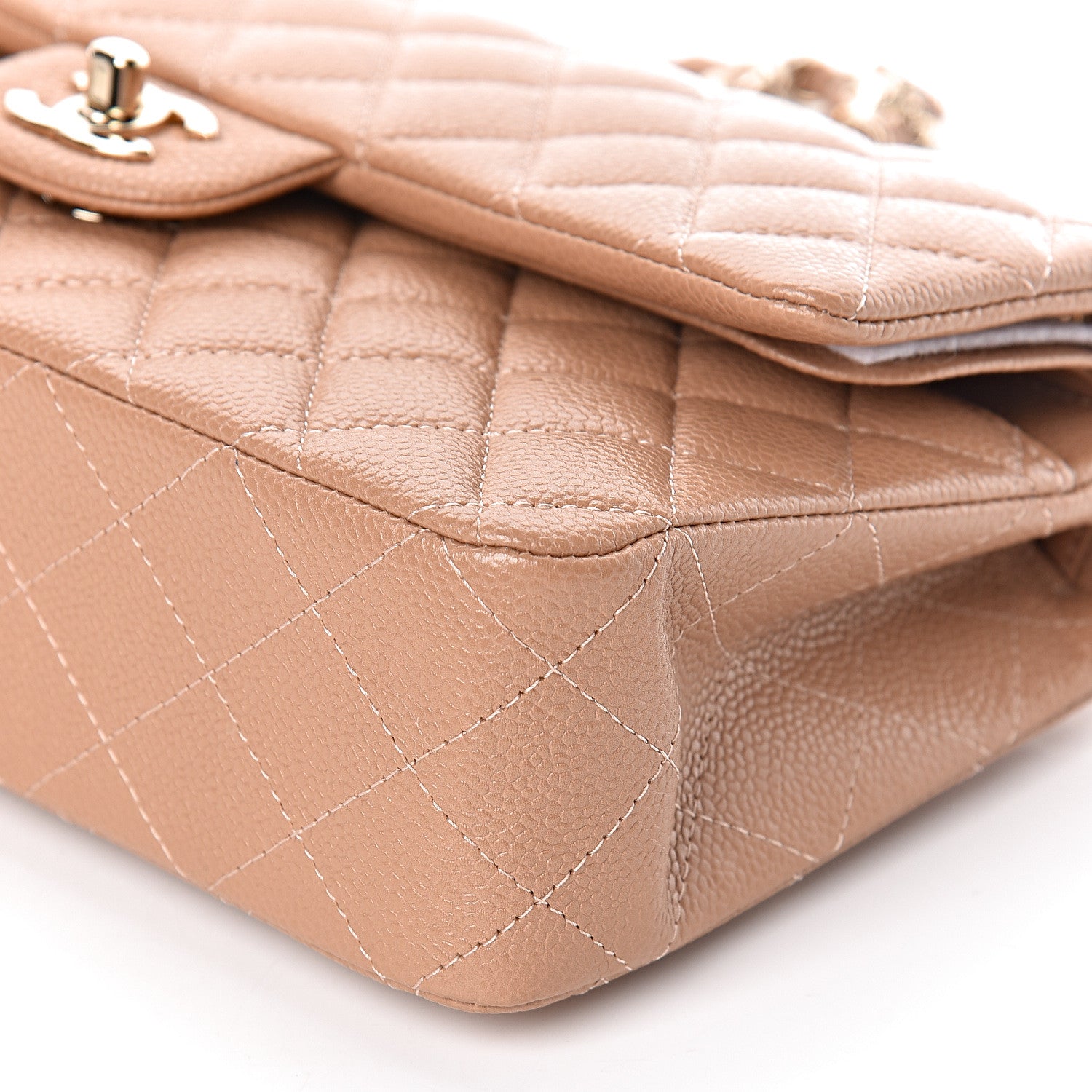 Chanel Iridescent Caviar Quilted Medium Double Flap Beige 9 of 9