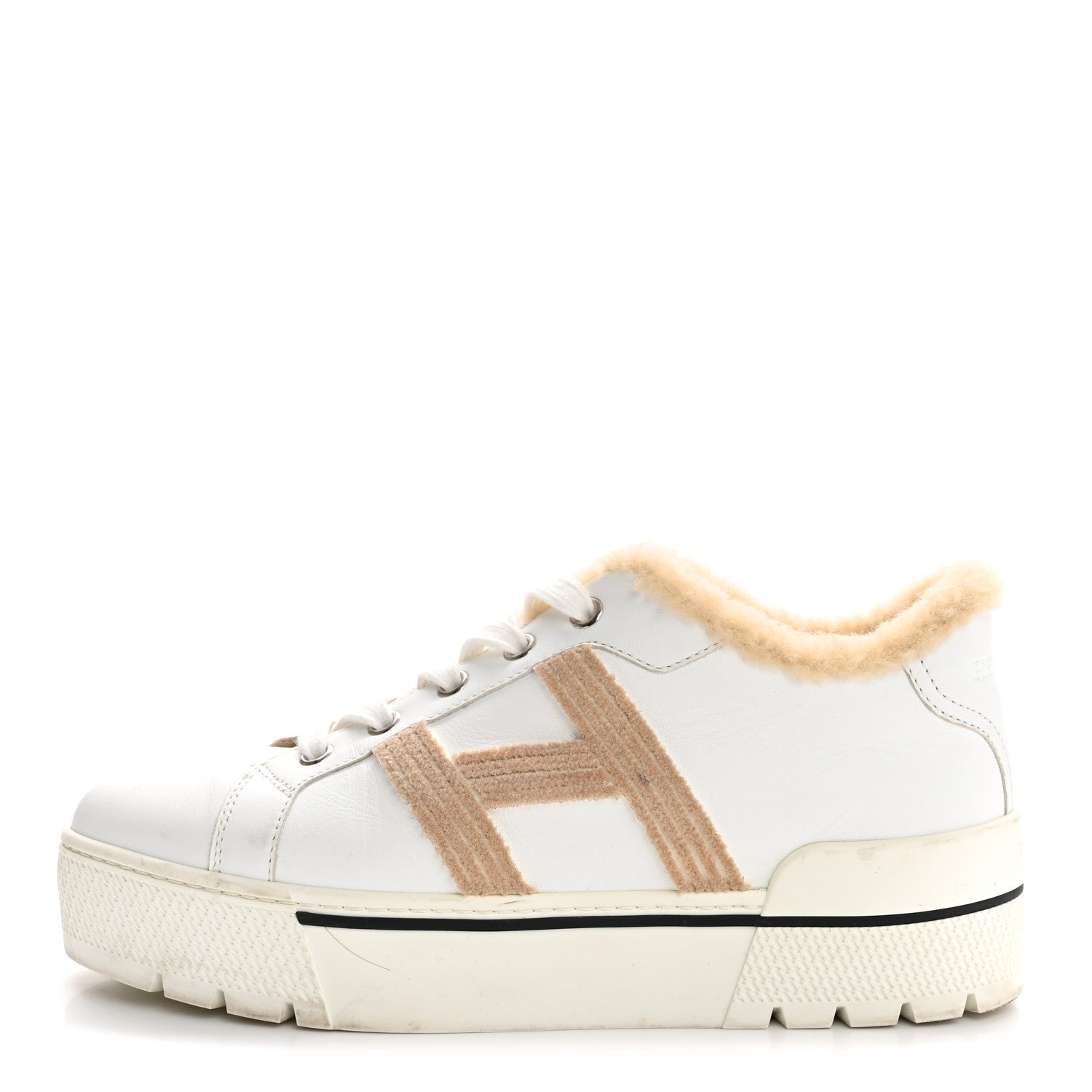 Hermes Calfskin Woolskin Dare Sneakers 36 White Ecru 1 of 9