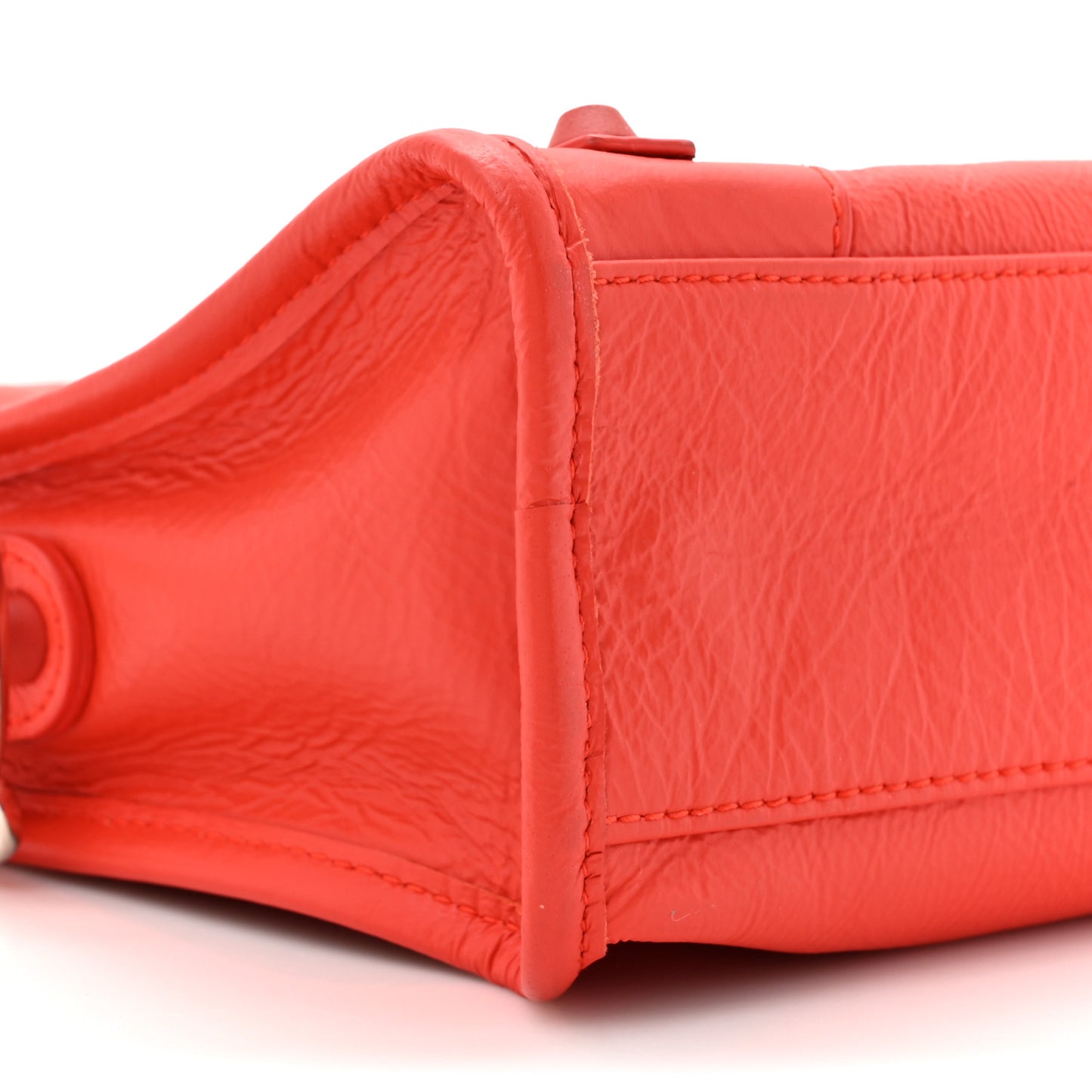 Matte Goatskin Rubber Covered Classic Hardware Mini City Rouge Coquelicot Rouge Braise