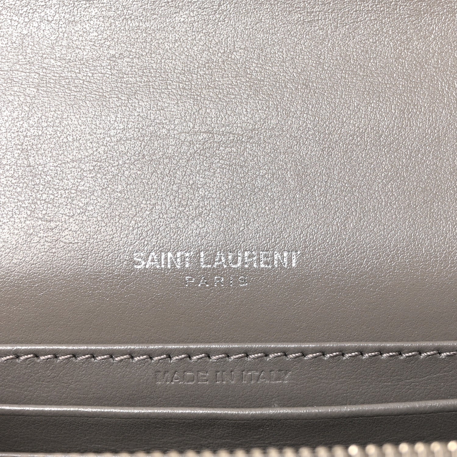 Saint Laurent Calfskin Crocodile Embossed Monogram Sunset Chain Wallet Grey 10 of 17