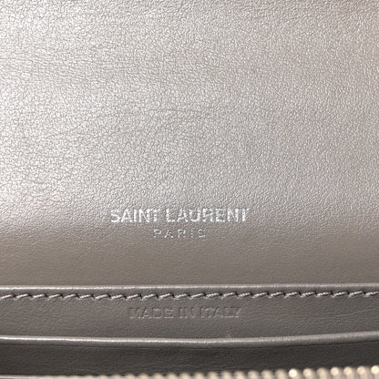 Saint Laurent Calfskin Crocodile Embossed Monogram Sunset Chain Wallet Grey 10 of 17